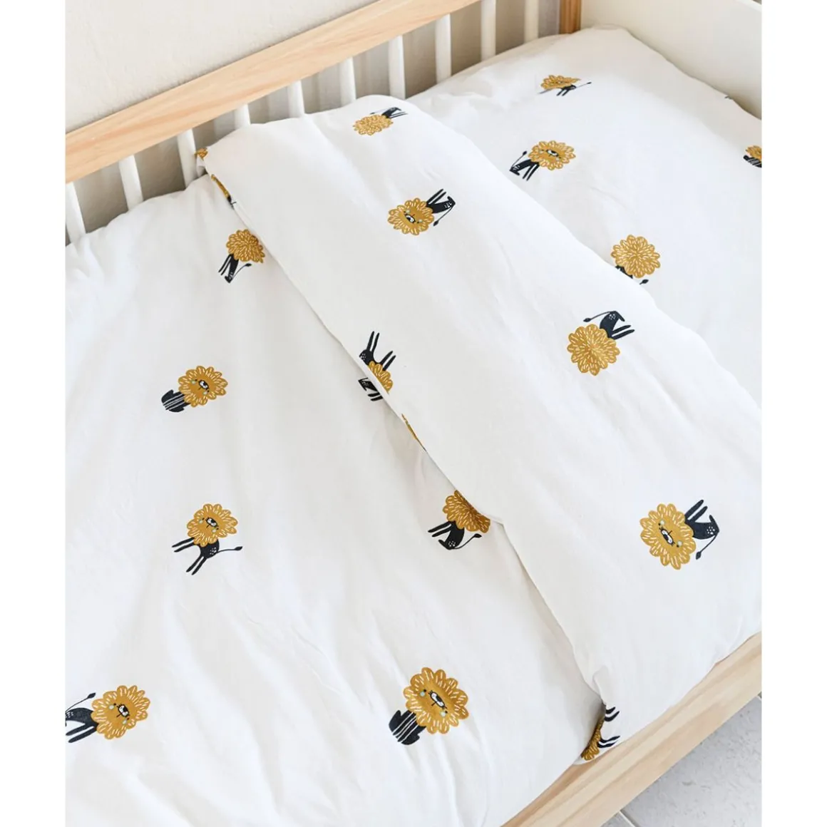 HOESLAKEN u00abLEOu00bb VOOR PEUTERBED 80 X 160 CM GOTS | WIT