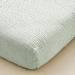 Hoeslaken 70x140 cm van mousseline | 100% biologisch katoen | Groen