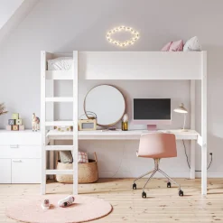 HOOGSLAPER MET BUREAU 200X90 u00abSOMMET IIu00bb | WIT