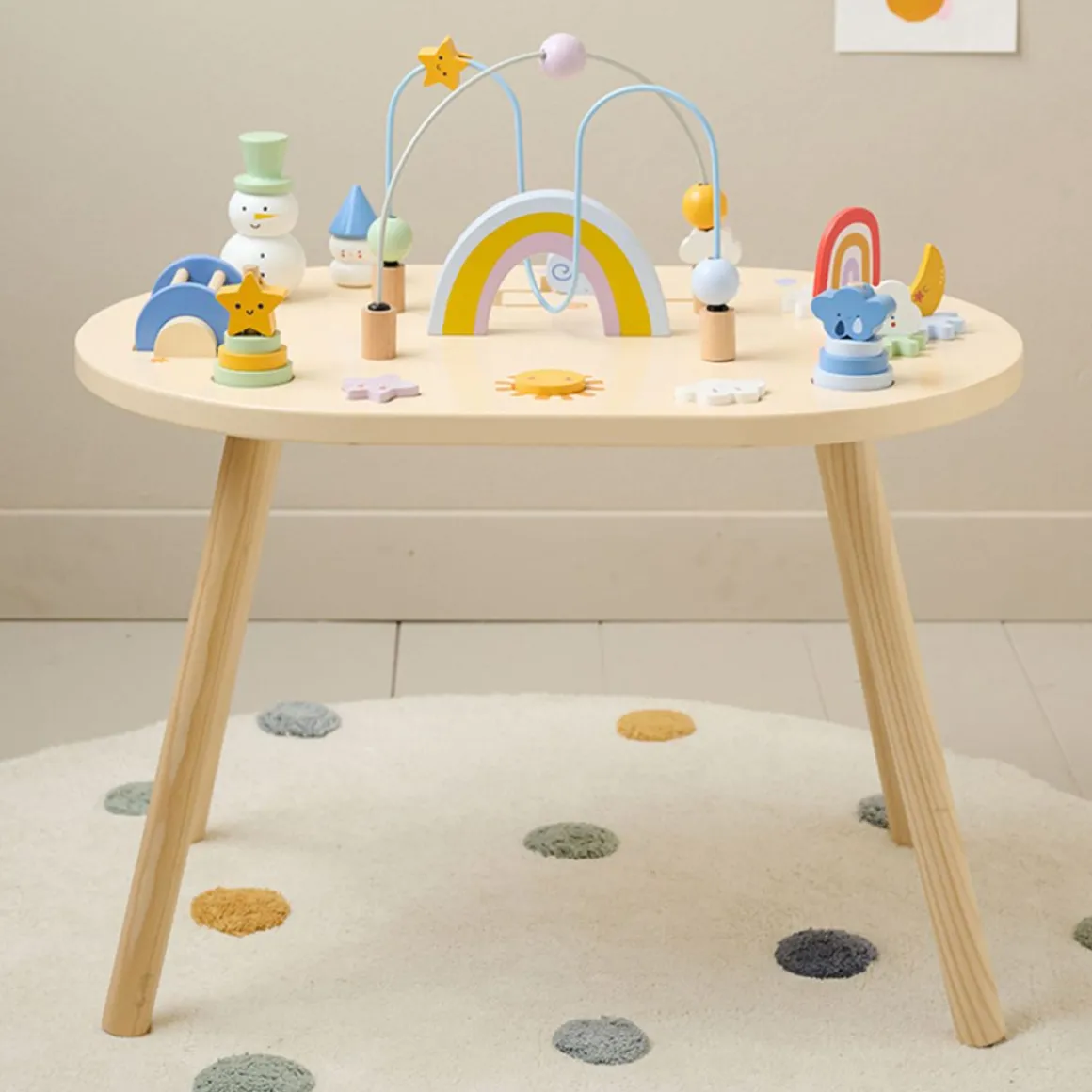 HOUTEN ACTIVITEITENTAFEL u00abMu00c9Tu00c9Ou00bb | MEERKLEURIG