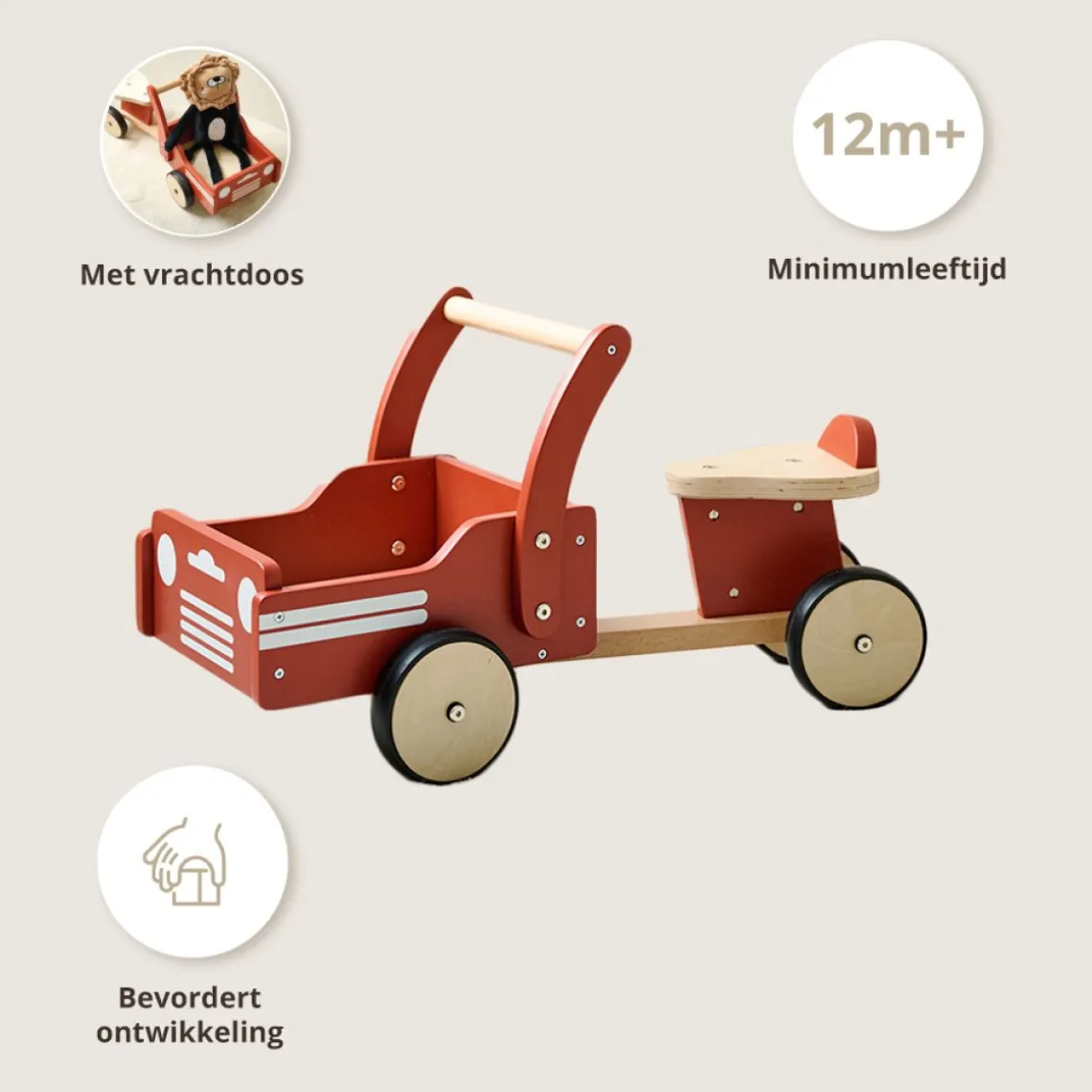 HOUTEN BAKFIETS u00abVROUMu00bb | ROOD