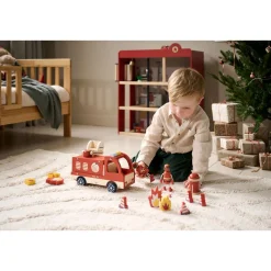 HOUTEN BRANDWEERAUTO u00abPOMPIERu00bb INCL. ACCESSOIRES | ROOD