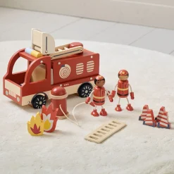 HOUTEN BRANDWEERAUTO u00abPOMPIERu00bb INCL. ACCESSOIRES | ROOD