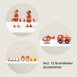 HOUTEN BRANDWEERKAZERNE u00abPOMPIERu00bb | I INCL. 19 ACCESSOIRES | 70 cm | ROOD