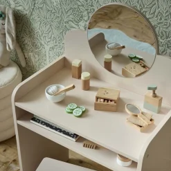 HOUTEN KAPTAFEL MET SPIEGEL EN STOEL | u00abBELLEu00bb | ROZE