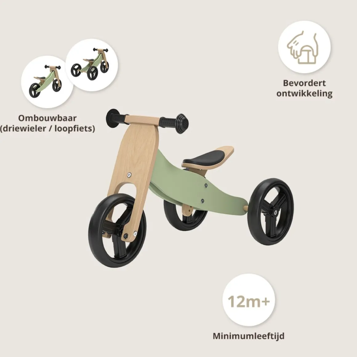 HOUTEN LOOPFIETS 1 JAAR | u00abBERLINu00bb | GROEN