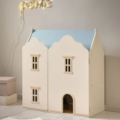 HOUTEN POPPENHUIS u00abANNIEu00bb | BEIGE EN BLAUW