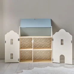 HOUTEN POPPENHUIS u00abANNIEu00bb | BEIGE EN BLAUW