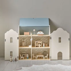 HOUTEN POPPENHUIS u00abANNIEu00bb | BEIGE EN BLAUW