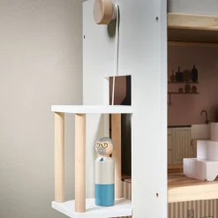 HOUTEN POPPENHUIS u00abCAMPAGNEu00bb | INCL. 14-DELIGE MEUBELSET | 81 CM | WIT & PASTELBLAUW