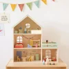 HOUTEN POPPENHUIS u00abPASTELu00bb | INCLUSIEF 15-DELIGE MEUBELSET | 60 CM | MEERKLEURIG