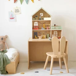 HOUTEN POPPENHUIS u00abPASTELu00bb | INCLUSIEF 15-DELIGE MEUBELSET | 60 CM | MEERKLEURIG