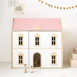HOUTEN POPPENHUIS u00abVICTOIREu00bb | 66 cm | WIT & ROZE