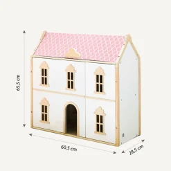 HOUTEN POPPENHUIS u00abVICTOIREu00bb | 66 cm | WIT & ROZE
