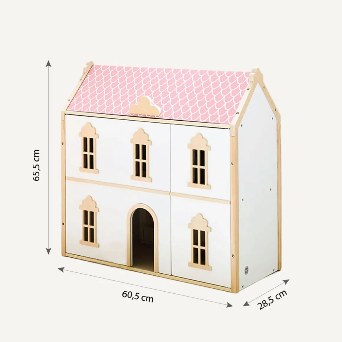HOUTEN POPPENHUIS u00abVICTOIREu00bb | 66 cm | WIT & ROZE
