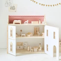 HOUTEN POPPENHUIS u00abVICTOIREu00bb | 66 cm | WIT & ROZE