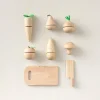 Houten set met groente en fruit (incl. snijplank en mes)