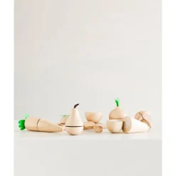 Houten set met groente en fruit (incl. snijplank en mes)