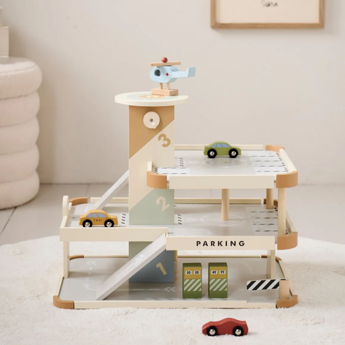 Houten speelgoed garage | u00abMielu00bb | incl. lift & accessoires