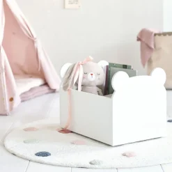 Houten speelgoedkist / boekenkist met wieltjes u00abTedu00bb | wit