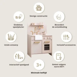 Houten Speelkeuken | inclusief 7 accessoires | Roze