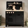 HOUTEN SPEELKEUKEN | u00abMu00dbREu00bb | MET 13-DELIGE KEUKENSET | ZWART