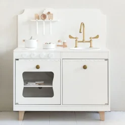 Houten Speelkeuken | u00abSorbieru00bb | Wit | Met 13-delige witte keukenset