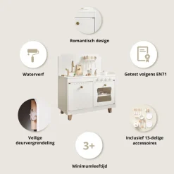 Houten Speelkeuken | u00abSorbieru00bb | Wit | Met 13-delige witte keukenset