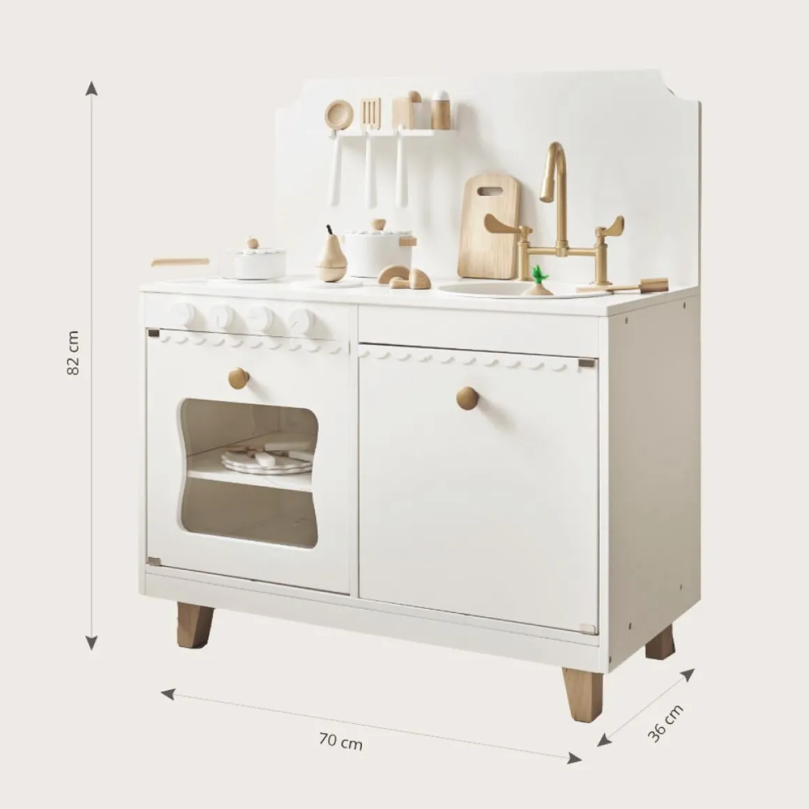 Houten Speelkeuken | u00abSorbieru00bb | Wit | Met 13-delige witte keukenset
