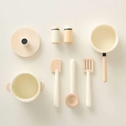 HOUTEN SPEELKEUKEN u00abBERGAMOTEu00bb | INCL. 7 ACCESSOIRES | BEIGE