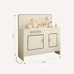 HOUTEN SPEELKEUKEN u00abBERGAMOTEu00bb | INCL. 7 ACCESSOIRES | BEIGE