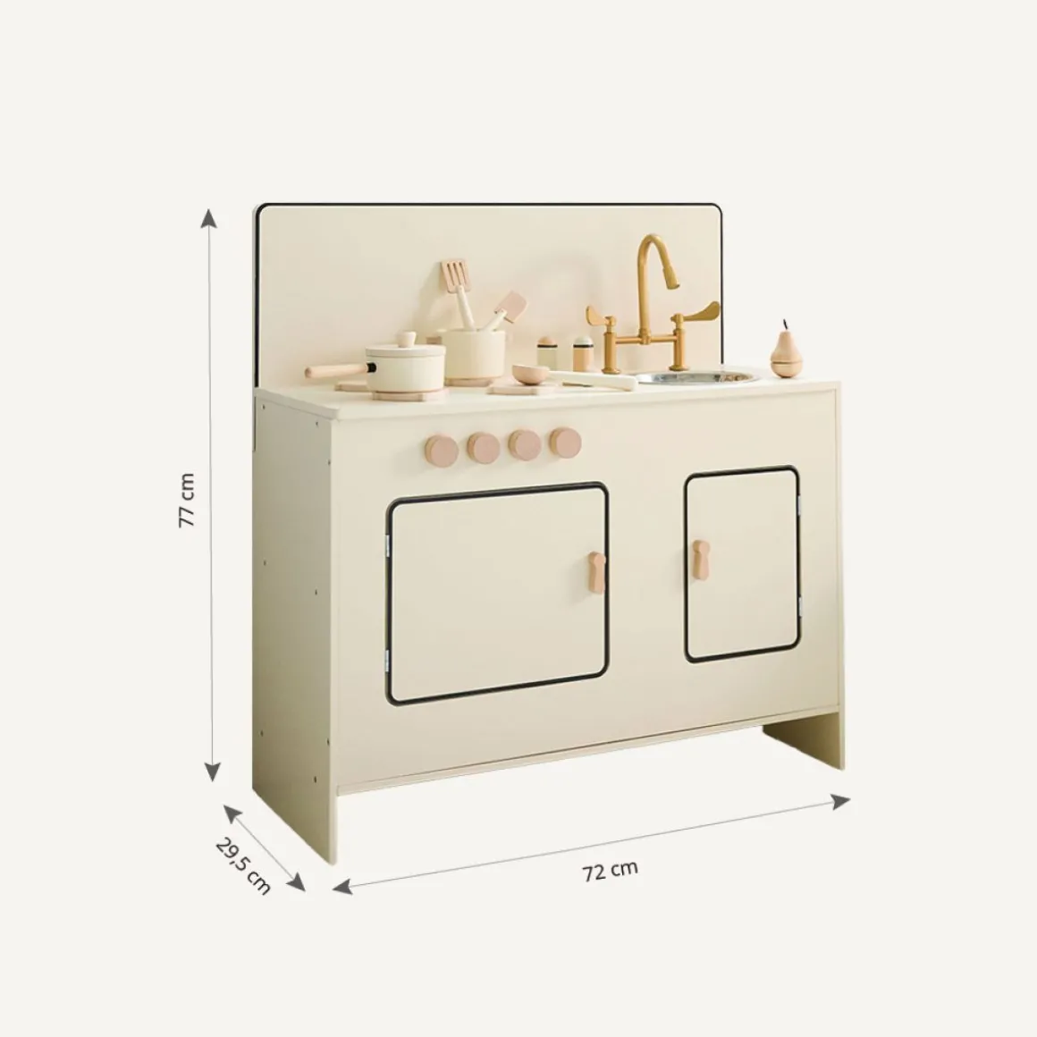 HOUTEN SPEELKEUKEN u00abBERGAMOTEu00bb | INCL. 7 ACCESSOIRES | BEIGE