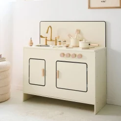 HOUTEN SPEELKEUKEN u00abBERGAMOTEu00bb | INCL. 7 ACCESSOIRES | BEIGE