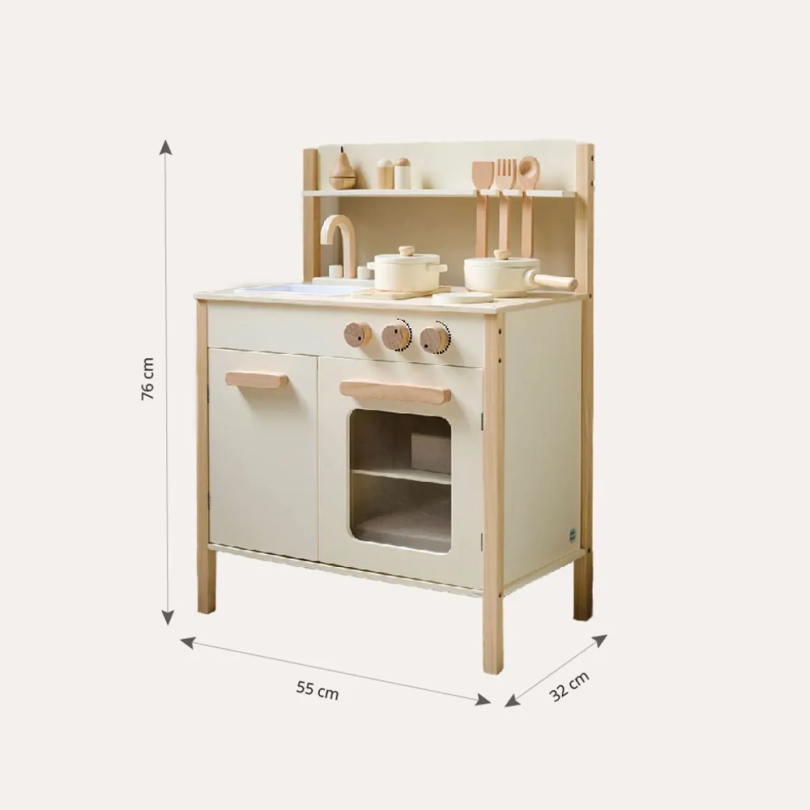 HOUTEN SPEELKEUKEN u00abCHANTILLYu00bb | INCL. 10 ACCESSOIRES | BEIGE
