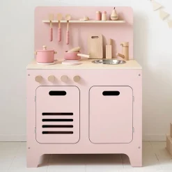 Houten Speelkeuken u00abROSEu00bb | inclusief 13 accessoires | Roze