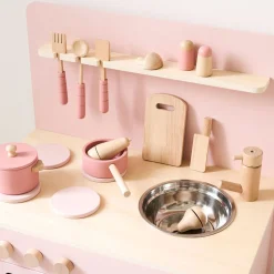 Houten Speelkeuken u00abROSEu00bb | inclusief 13 accessoires | Roze