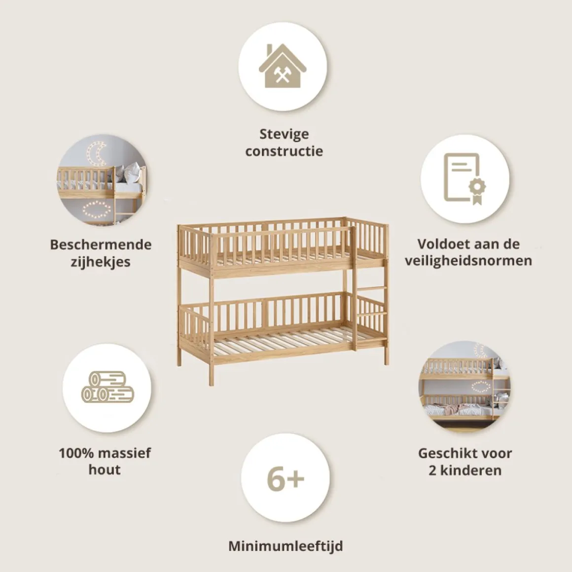 HOUTEN STAPELBED u00abPLUMEu00bb | 90 X 200 CM | NATUREL