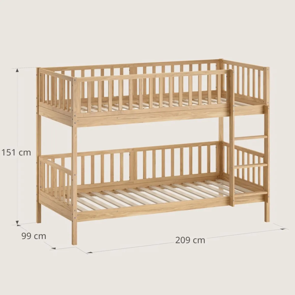 HOUTEN STAPELBED u00abPLUMEu00bb | 90 X 200 CM | NATUREL