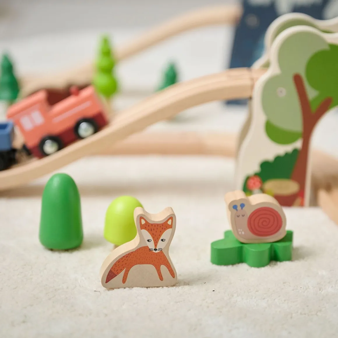 HOUTEN TREINSET u00abFORu00caTu00bb | 62-DELIGE SET | MEERKLEURIG