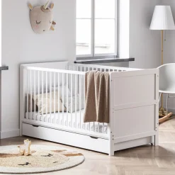 3 in 1 babybed / Meegroeibed "Evolutif" Aurore 0-4 jaar | WIT