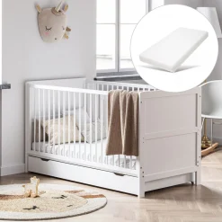 3 in 1 Meegroeibed Evolutif Aurore incl 10 cm premium matras 0-4 jaar | WIT