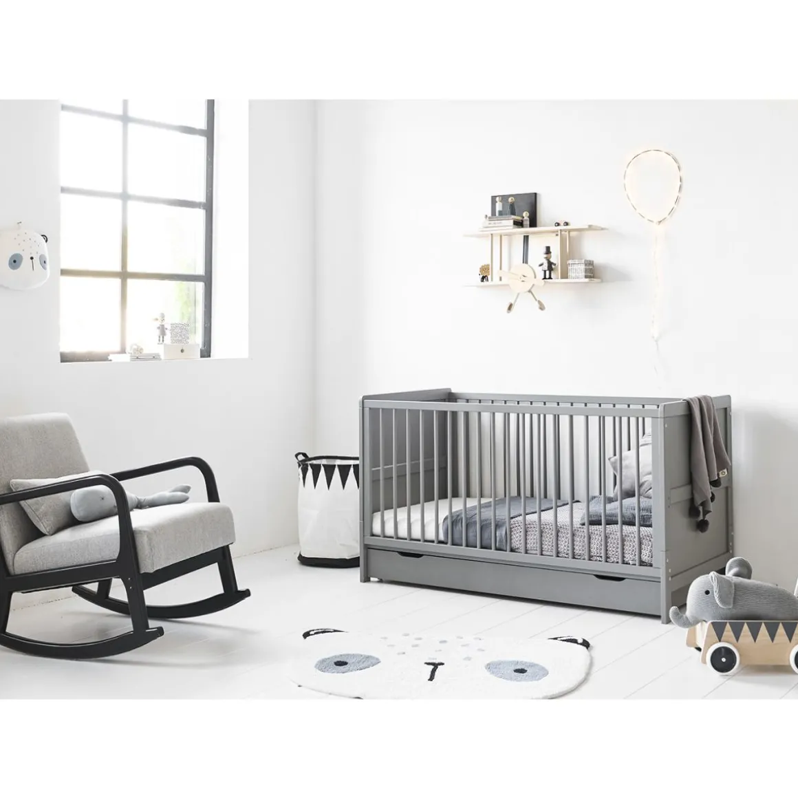 3 in 1 Meegroeibed Evolutif Laurent 0-4 jaar inclusief 10cm premuim matras | GRIJS