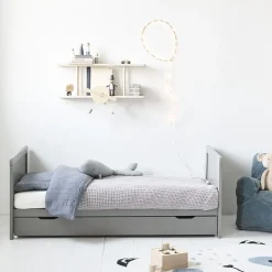 3 in 1 Meegroeibed Evolutif Laurent 0-4 jaar inclusief 10cm premuim matras | GRIJS