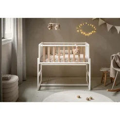 2-IN-1 CO-SLEEPER / AANSCHUIFBEDJE u00abNUAGEu00bb | WIT EN NATUREL