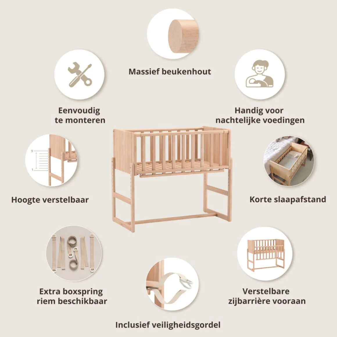 2-IN-1 CO-SLEEPER / AANSCHUIFBEDJE u00abNUAGEu00bb | NATUREL