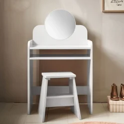 KINDER KAPTAFEL VAN HOUT | u00abBELLEu00bb | WIT | MET SPIEGEL EN STOEL