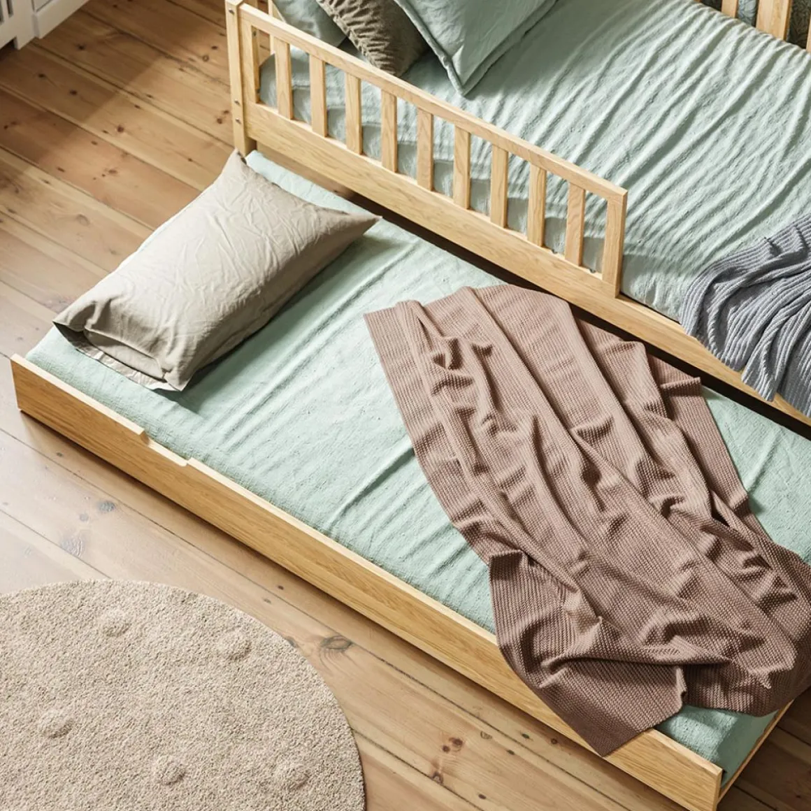 KINDERBED MET ONDERSCHUIFBED u00abPLUMEu00bb | 90 X 200 CM | NATUREL