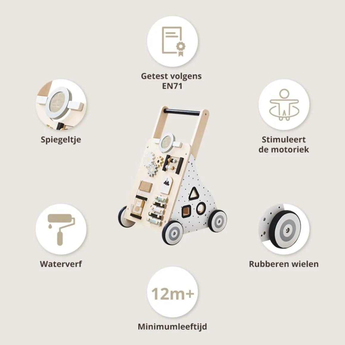 Loopwagen baby - Houten loopwagen | Naturel