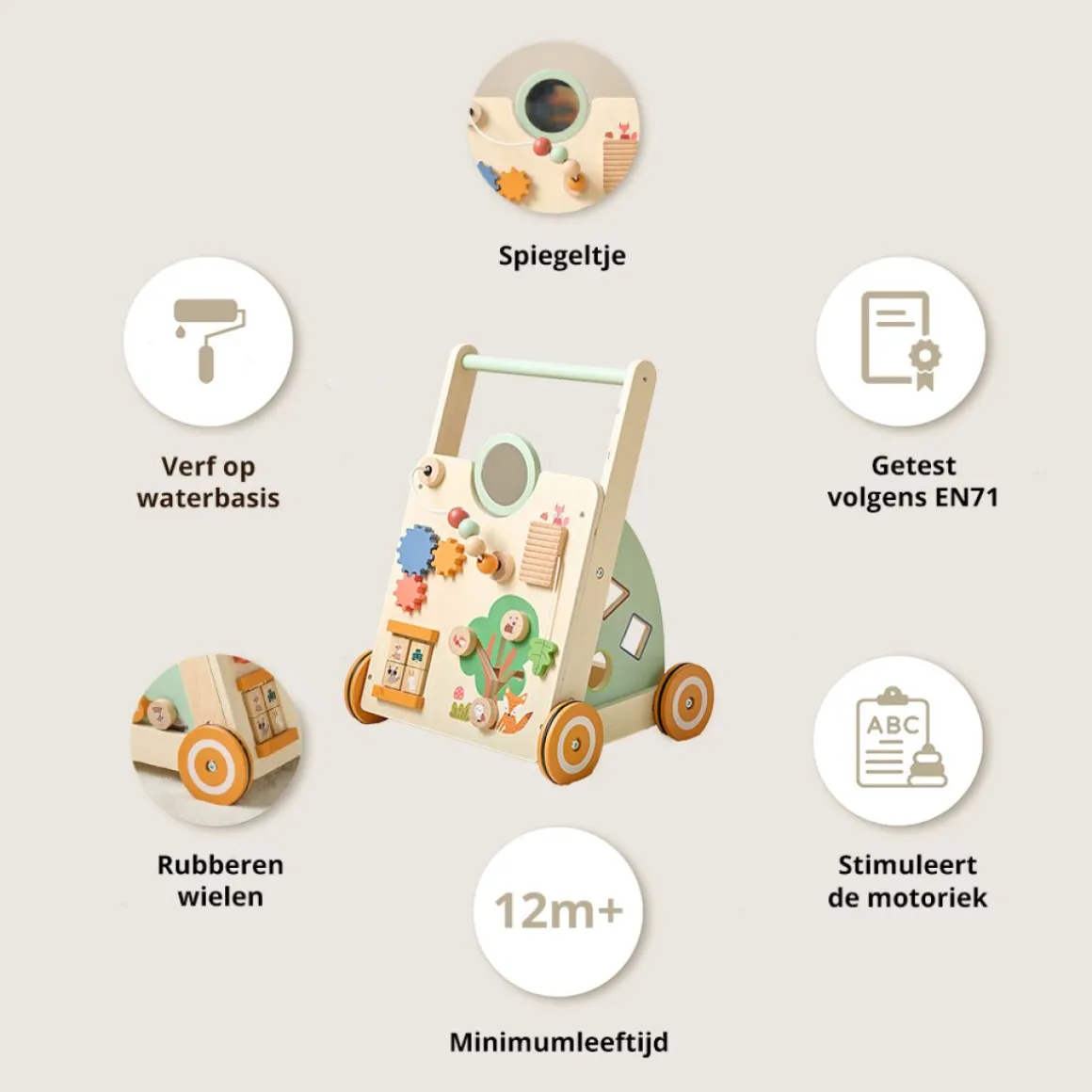 LOOPWAGEN BABY - HOUTEN LOOPWAGEN u00abFORu00caTu00bb | MEERKLEURIG