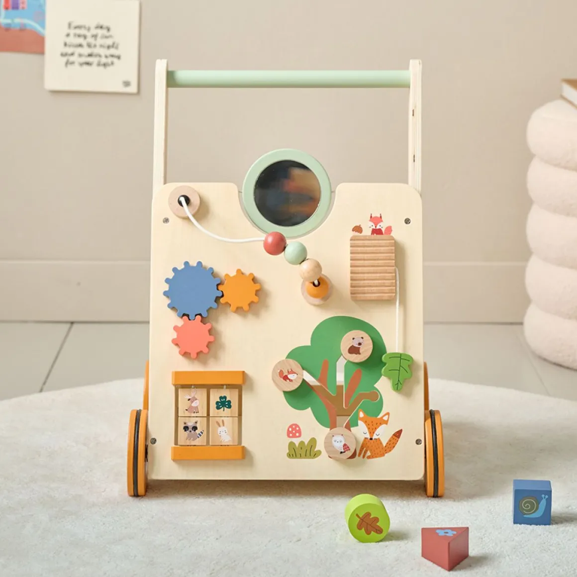 LOOPWAGEN BABY - HOUTEN LOOPWAGEN u00abFORu00caTu00bb | MEERKLEURIG